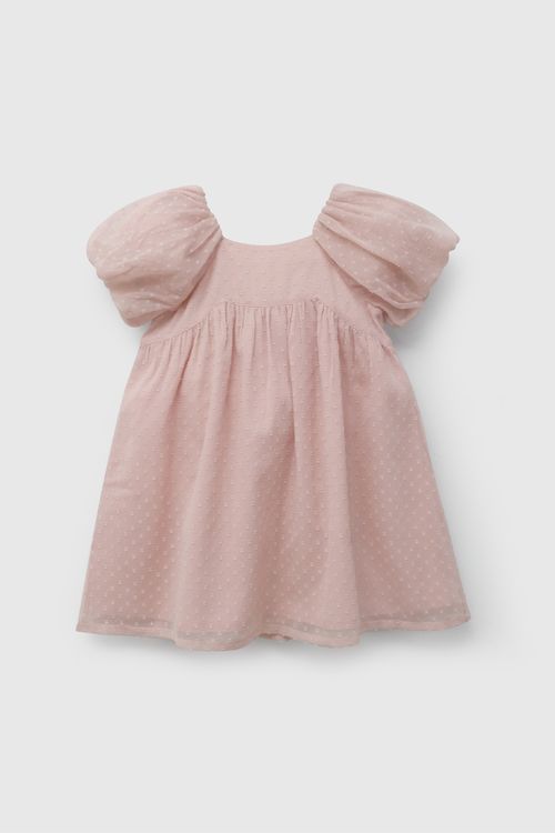 Vestido Rosado Manga Globo De Niña