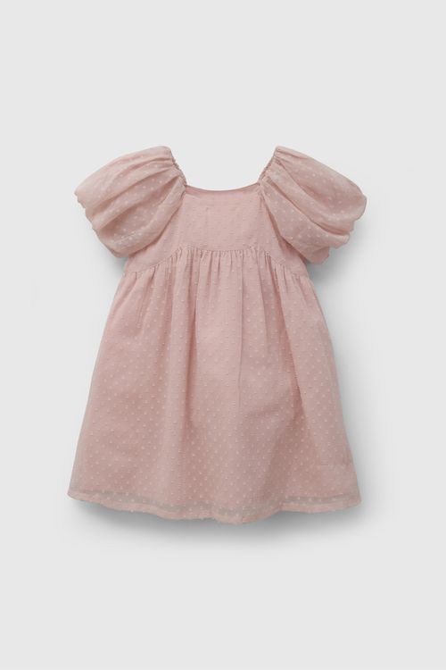 Vestido Rosado Manga Globo De Niña