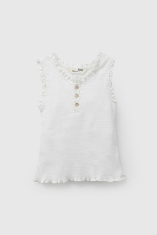 Polo Blanco Rib De Niña Infantil