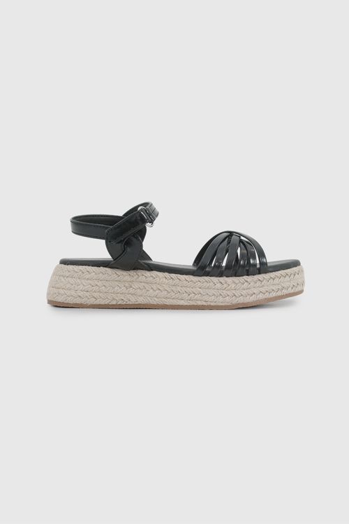 Sandalia De Niña Negra Con Velcro