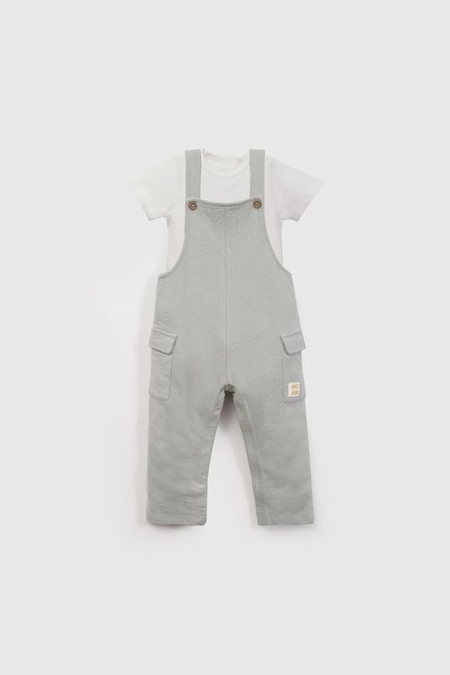 Conjunto Jardinera Y Body Verde De Niño Infantil