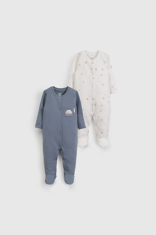 Pack Dos Enterizos Celeste De Bebé De New Born