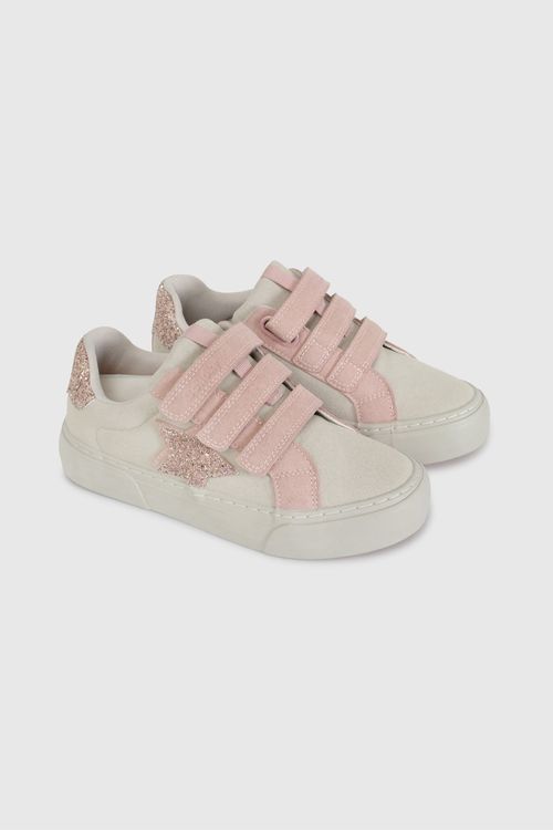 Zapatilla Beige Con Estrella Y Brillos De Niño