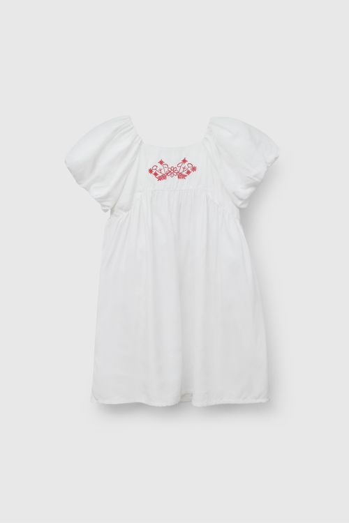 Vestido Blanco Manga Globo De Niña