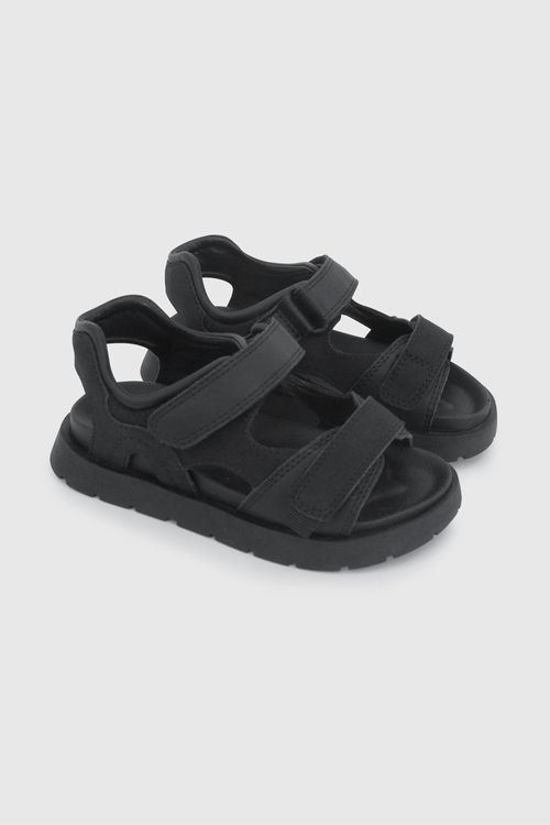 Sandalia De Vestir Negra Con Doble Ajuste