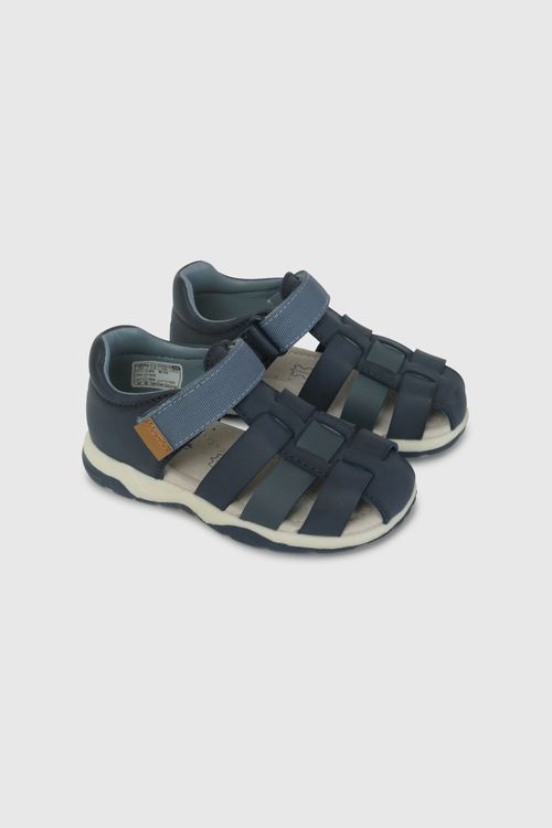 Sandalia Cangrejera Azul Con Velcro