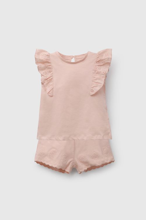 Conjunto Rosado Short Y Polera De Niña Infantil
