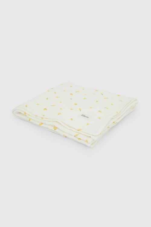 Manta Bambula Beige Limones De Bebé De New Born