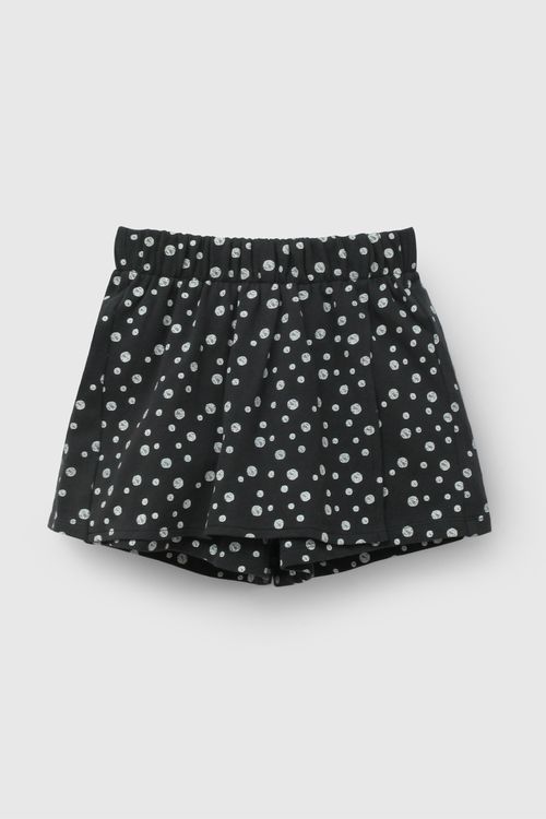 Falda Short Negra Puntos De Niña