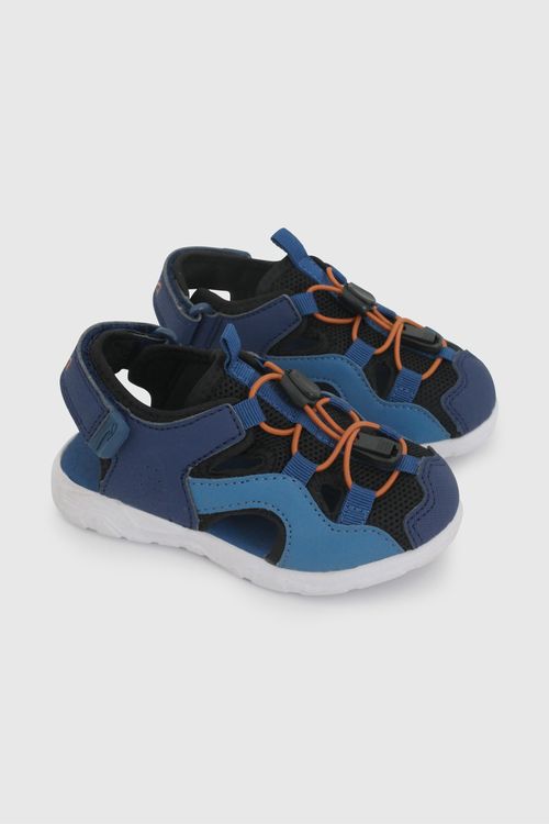 Sandalia Outdoor Azul De Caminante Con Velcro