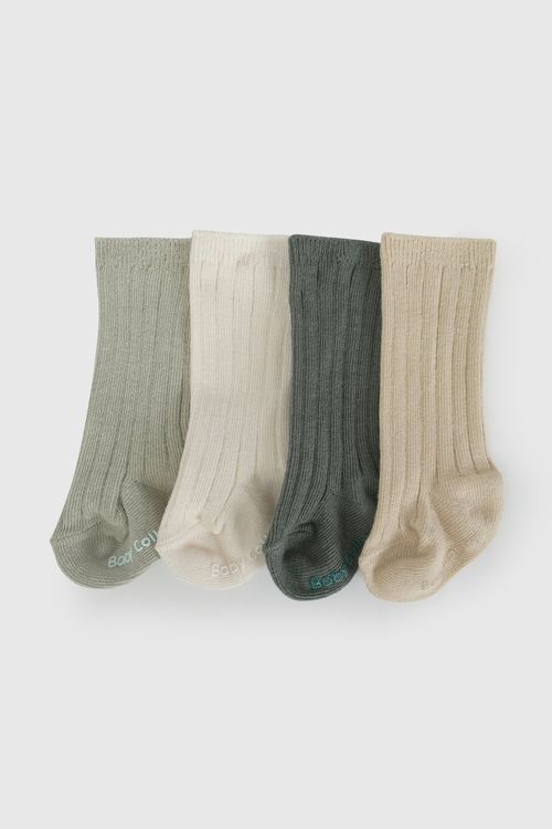 Pack Cuatro Medias Largas Unisex De Bebé De New Born