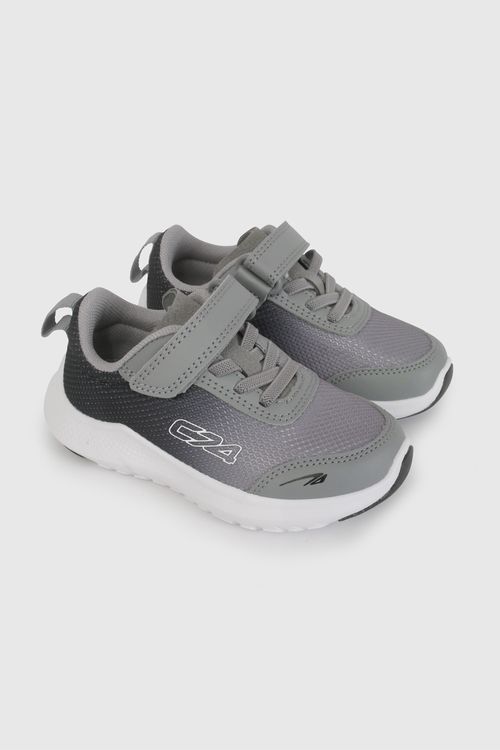 Zapatilla Deportiva Gris Con Velcro