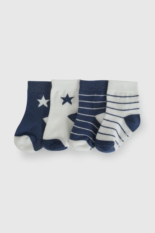 Pack Cuatro Medias Azul Estrella De Niño Infantil