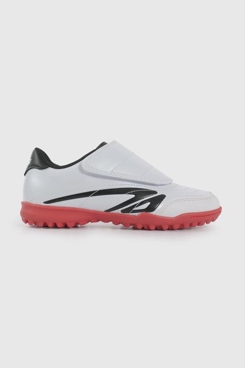 Zapatilla De Fútbol Blanca Con Rojo De Niño