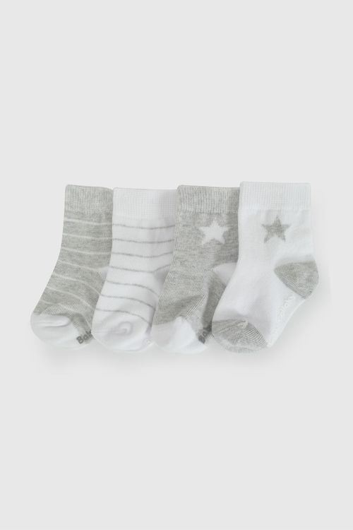 Pack Cuatro Medias Gris Estrella De Niño Infantil