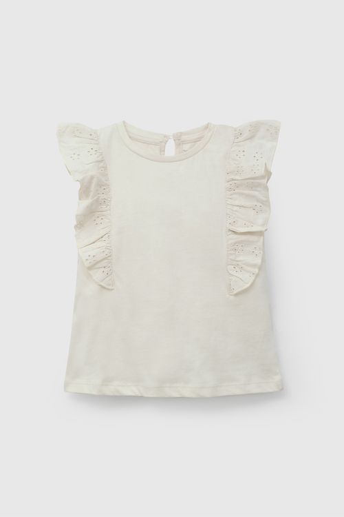 Polo Beige Broderie De Niña Infantil