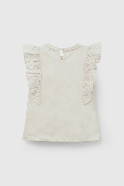 Polo Beige Broderie De Niña Infantil