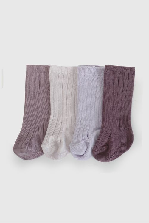 Pack Cuatro Medias Morado De Bebé De New Born