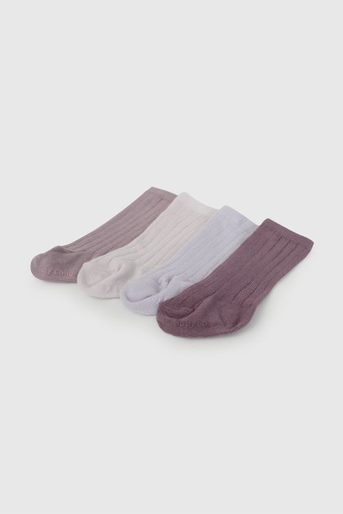 Pack Cuatro Medias Morado De Bebé De New Born