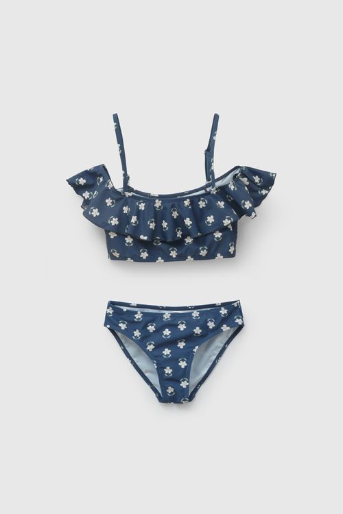 Bikini Azul Flores De Niña