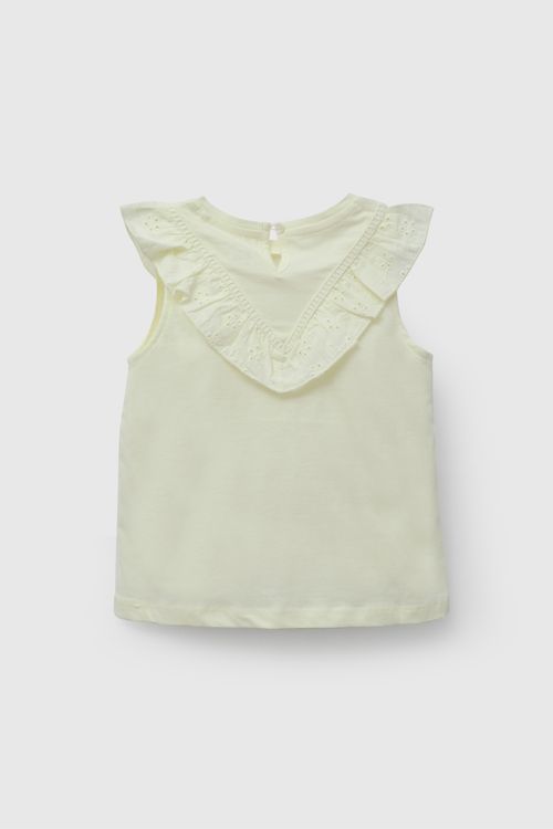 Polo Amarillo Broderie De Niña Infantil