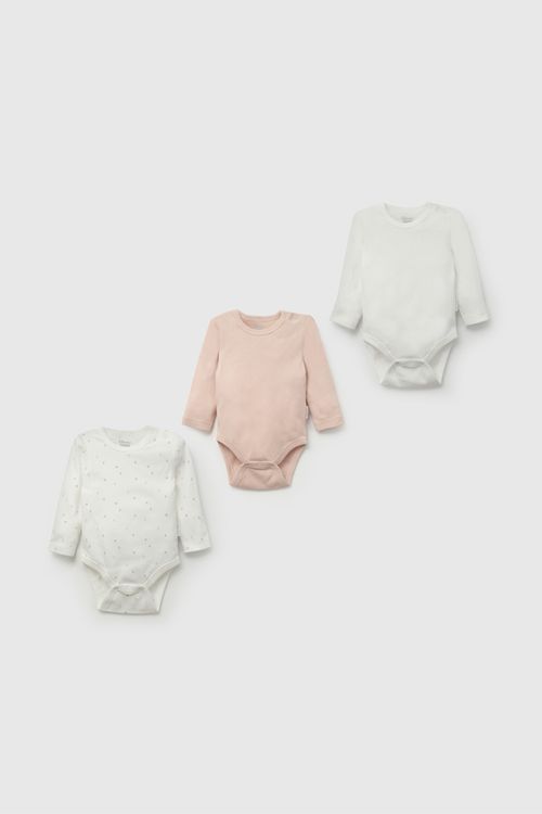 Pack Tres Bodies Rosado De Bebé De New Born