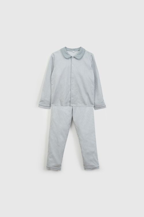 Pijama Celeste Camisero Líneas De Niño