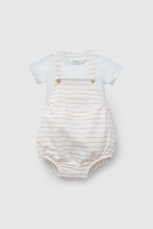 Conjunto Blanco Rayado Unisex De Bebé De New Born