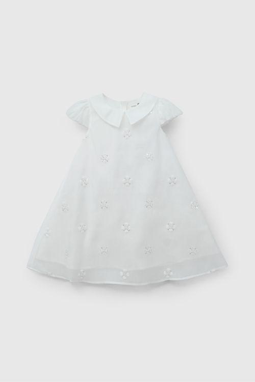 Vestido De Lona Blanco Para Niña