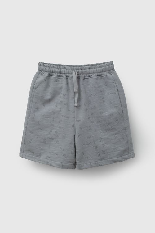 Bermuda Gris Estampada De Niño