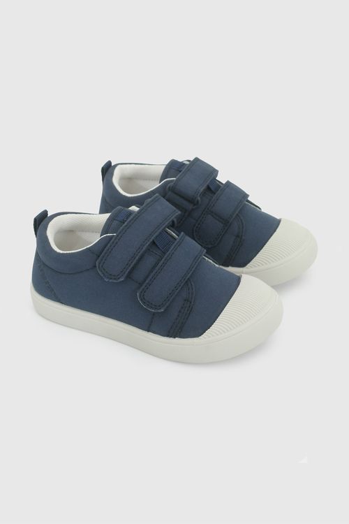 Zapatilla De Niña Para Caminante De Lona Azul Con Velcro