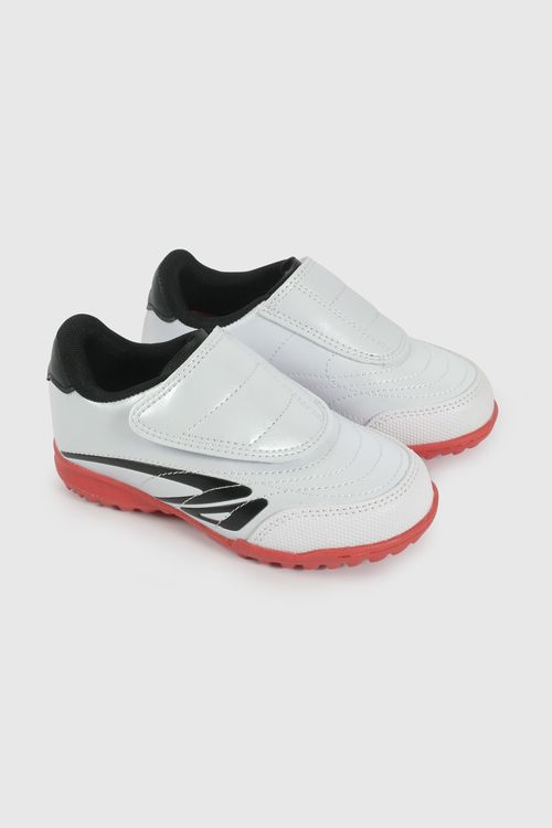 Zapatilla De Fútbol Blanca Con Rojo De Caminante