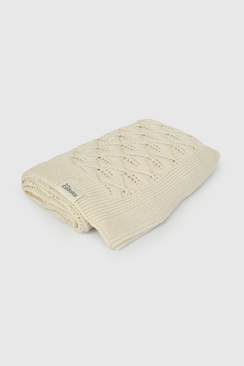 Manta Tejido Calado Beige De Bebé De New Born