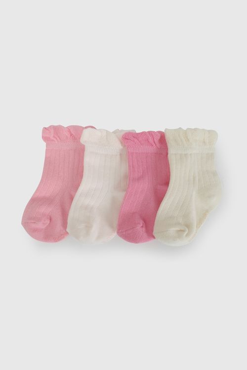 Pack Cuatro Medias Rosados De Niña
