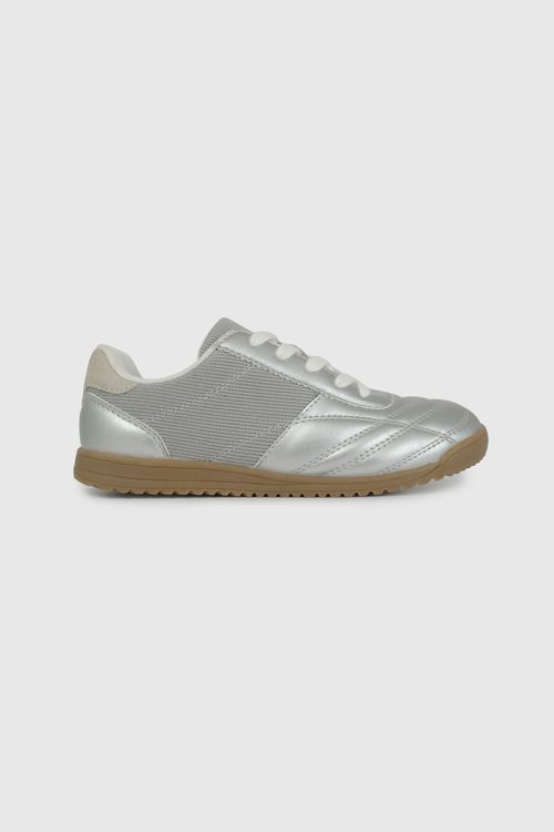 Zapatilla Urbana Metalizada Plateada De Niño