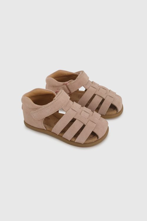 Sandalia Cangrejera  De Cuero Rosado De Primeros Pasos
