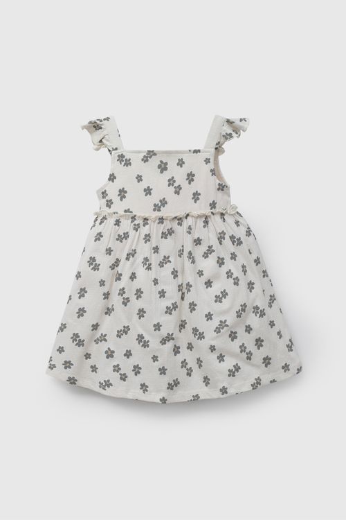 Vestido Beige Flores De Niña Infantil