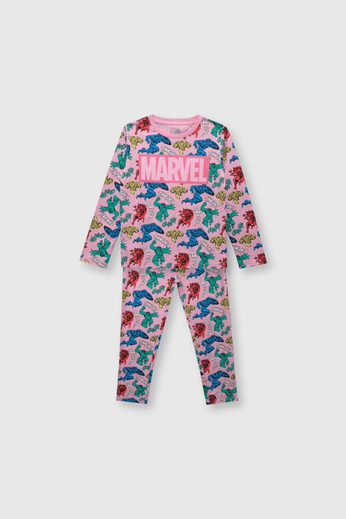Pijama De Niña Marvel De Algodón Pink / Rosado (2 A 12 Años)