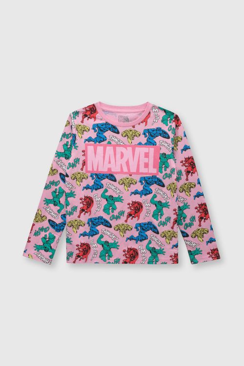 Pijama De Niña Marvel De Algodón Pink / Rosado (2 A 12 Años)