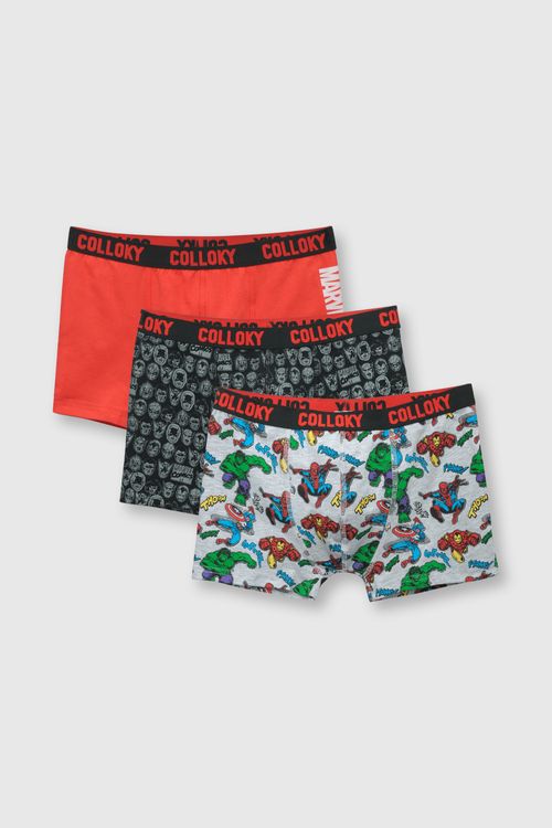 Boxer De Niño 3 Pack Marvel Gris Melange (2 A 12 Años)