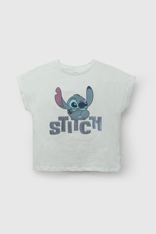 Polo Blanca Lillo Stitch De Niña Poje4209V26