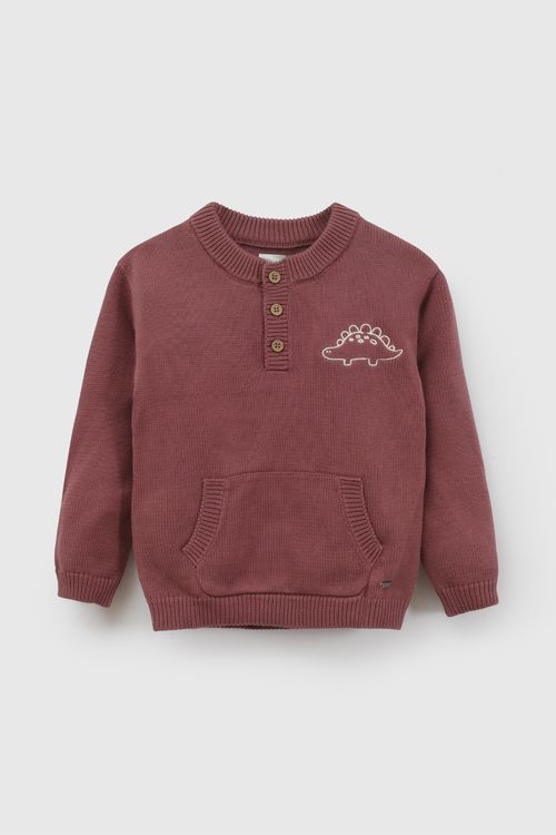 Sweater Infantil Rojo de Algodón para Niño con Botones