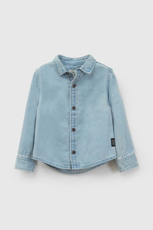 Camisa Infantil Celeste de Algodón con Botones