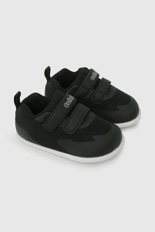 Zapatilla Deportiva Niño Negra de Primeros Pasos con Velcro y Suela TR