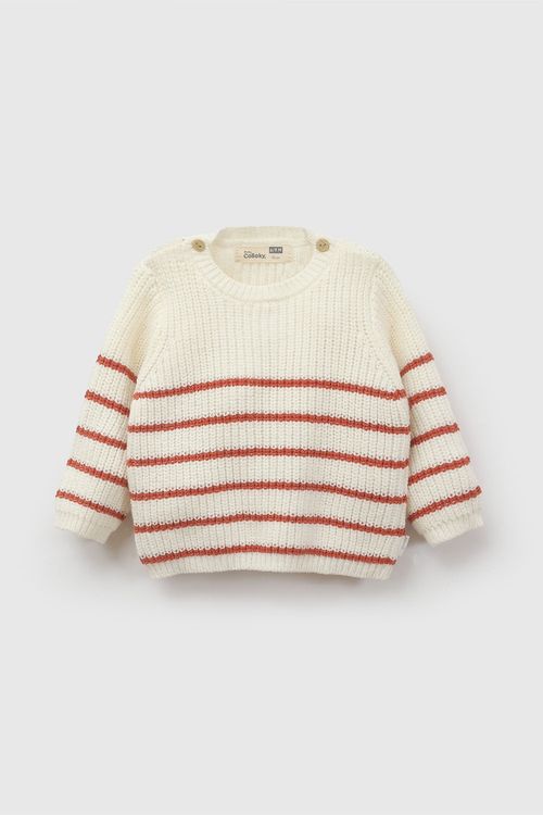 Sweater Unisex Beige de Algodón para Bebé con Botones