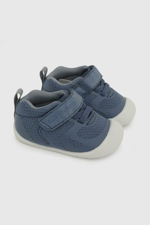 Zapatilla Deportiva Niño Azul de Sintético y Textil con Velcro y Cordón Elástico