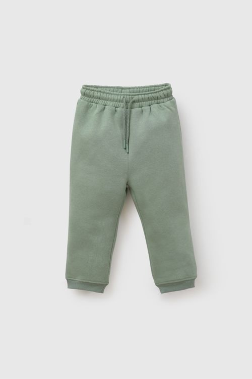 Pantalón Buzo Infantil Verde de Algodón con Cordones