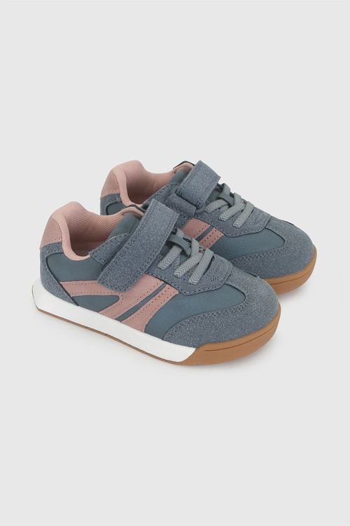 Zapatilla Lifestyle Azul de Niña con Velcro y Cordón Elástico
