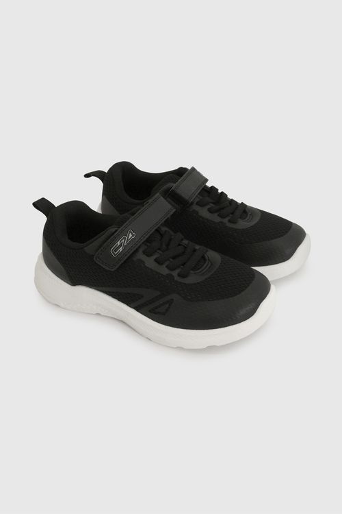 Zapatilla Deportiva Negra Unisex para Niño con Velcro y Suela TR