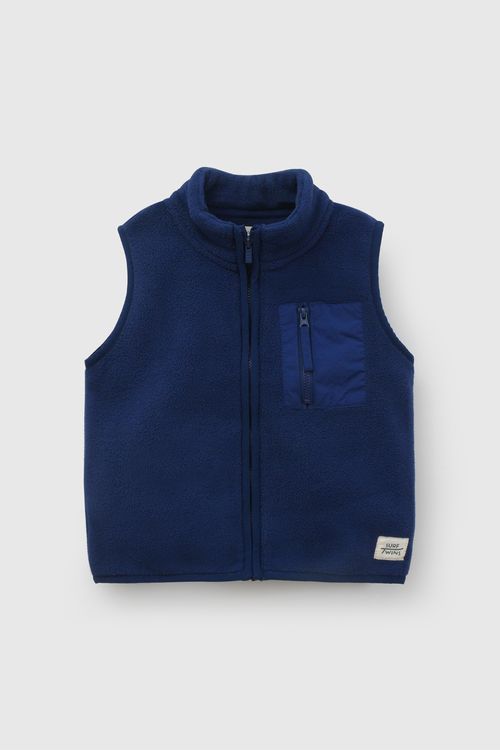 Polerón Polar Azul Niño sin Mangas de Poliéster